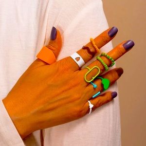 10pcs heart decor ring